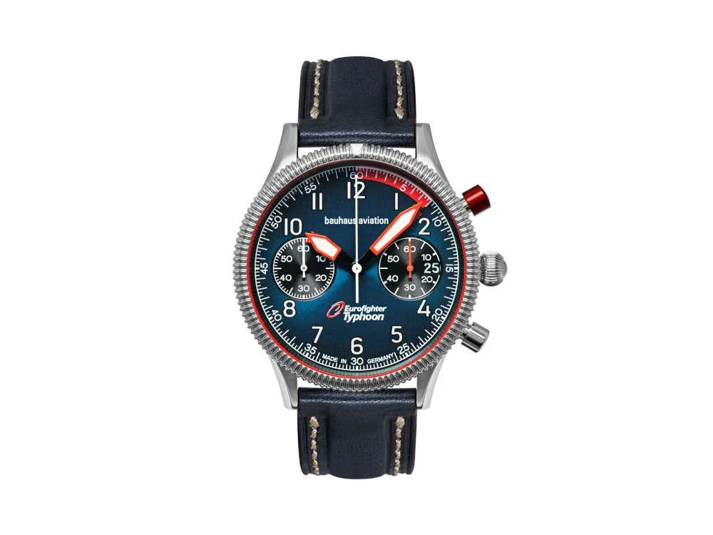 Bauhaus Aviation Quartz Watch, Blue, 41 mm, Chronograph, Day, 2576-3 - Image 2