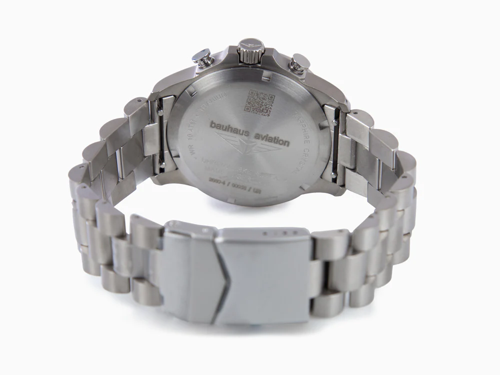 Bauhaus Aviation Quartz Watch, Titanium, Green, 42 mm, Chronograph, Day, 2880M-4 - Image 3