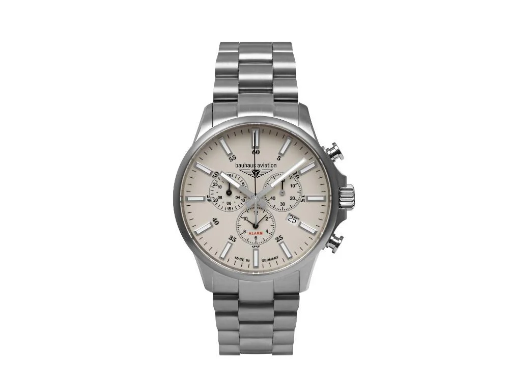 Bauhaus Aviation Titanium Quartz Watch, Beige, 42 mm, Chronograph, Day, 2880M-5 - Image 2