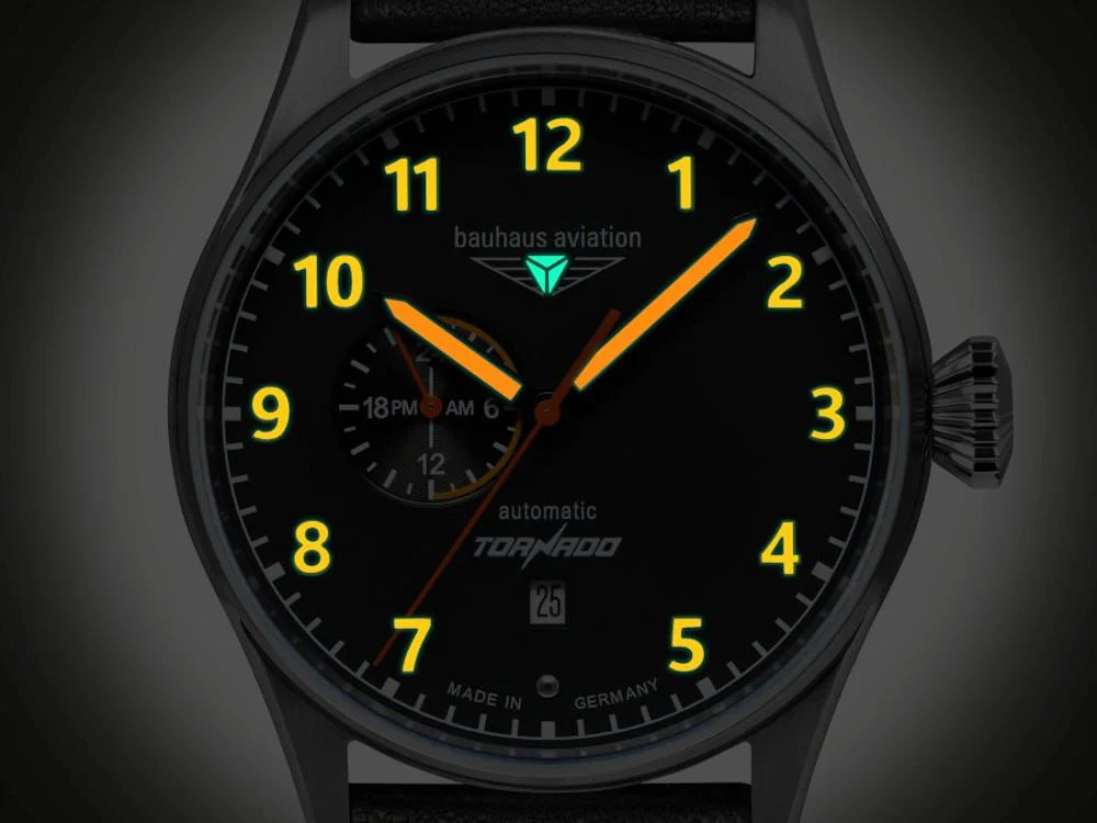 Bauhaus Aviation Tornado Automatic Watch, Black, 42 mm, Día, 2764-5 - Image 3