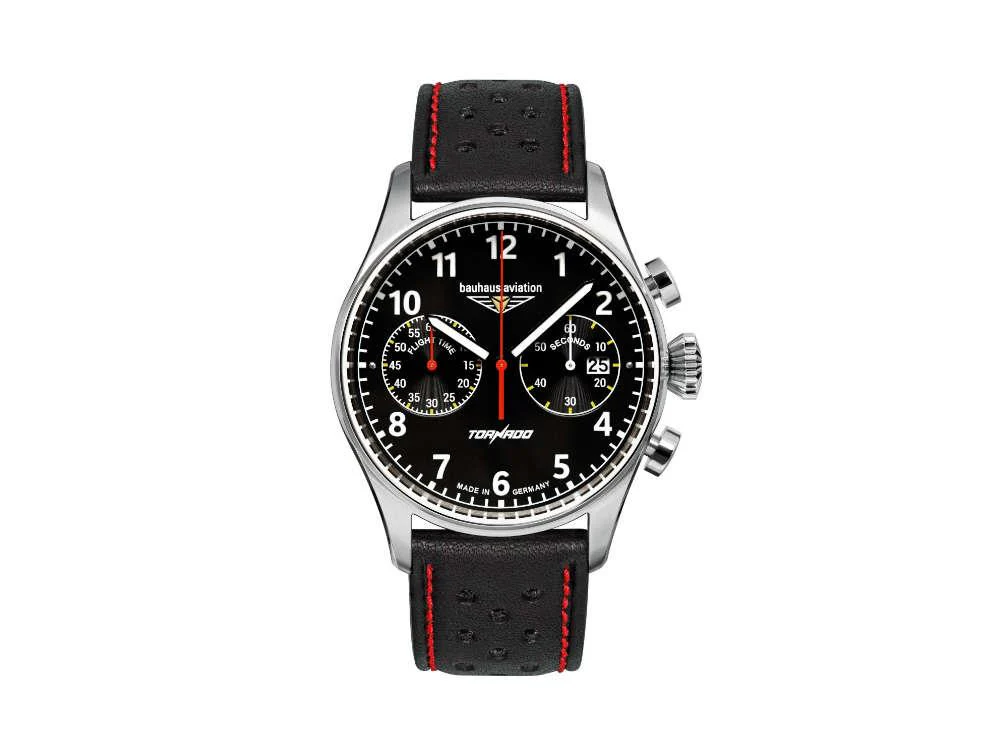 Bauhaus Aviation Tornado Quartz Watch, Black, 42 mm, 2770-2 - Image 2
