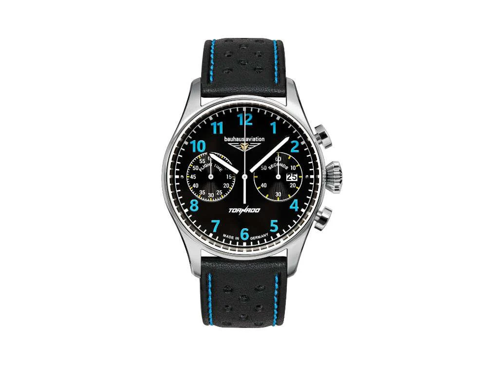 Bauhaus Aviation Tornado Quartz Watch, Black, 42 mm, 2770-3 - Image 2
