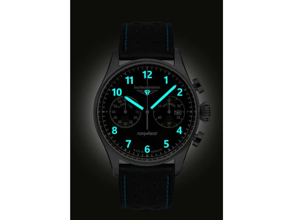 Bauhaus Aviation Tornado Quartz Watch, Black, 42 mm, 2770-3 - Image 3