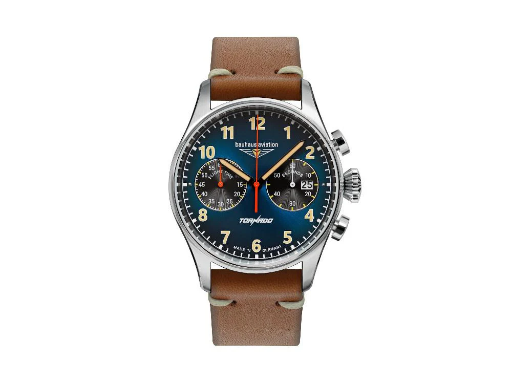 Bauhaus Aviation Tornado Quartz Watch, Blue, 42 mm, Chronograph, Day, 2772-3 - Image 2