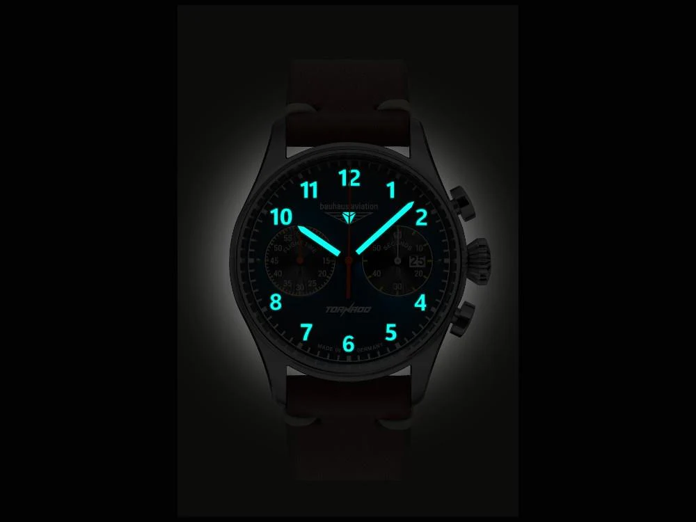 Bauhaus Aviation Tornado Quartz Watch, Blue, 42 mm, Chronograph, Day, 2772-3 - Image 3