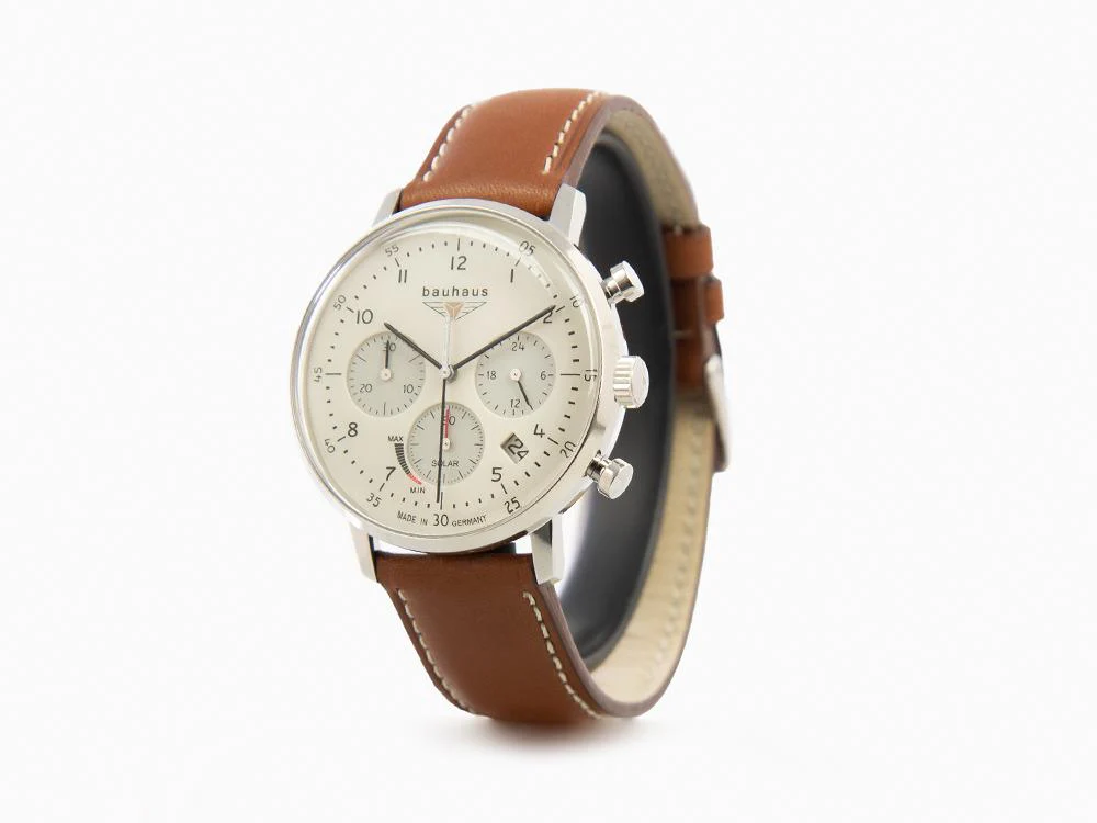 Bauhaus Solar Chronograph Quartz Watch, Beige, 41 mm, Day, 2086-5 - Image 4