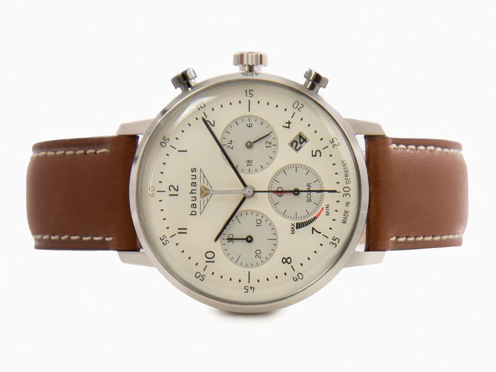 Bauhaus Solar Chronograph Quartz Watch, Beige, 41 mm, Day, 2086-5 - Image 7
