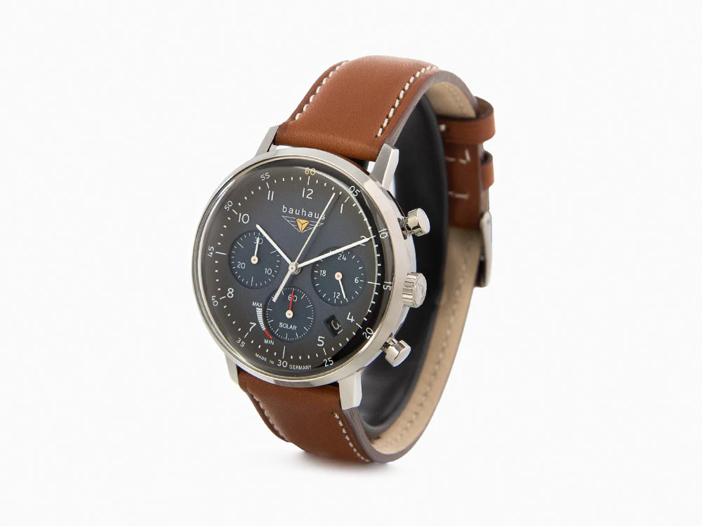 Bauhaus Solar Chronograph Quartz Watch, Blue, 41 mm, Day, 2086-3 - Image 4