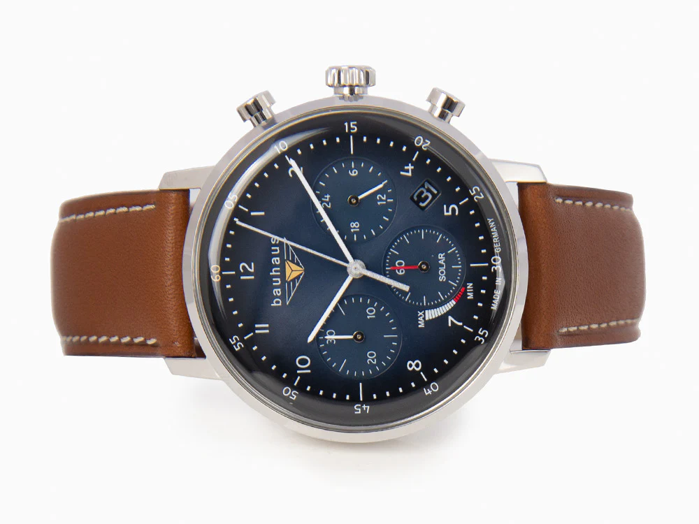 Bauhaus Solar Chronograph Quartz Watch, Blue, 41 mm, Day, 2086-3 - Image 7