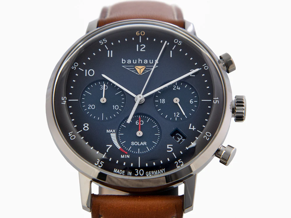 Bauhaus Solar Chronograph Quartz Watch, Blue, 41 mm, Day, 2086-3 - Image 8