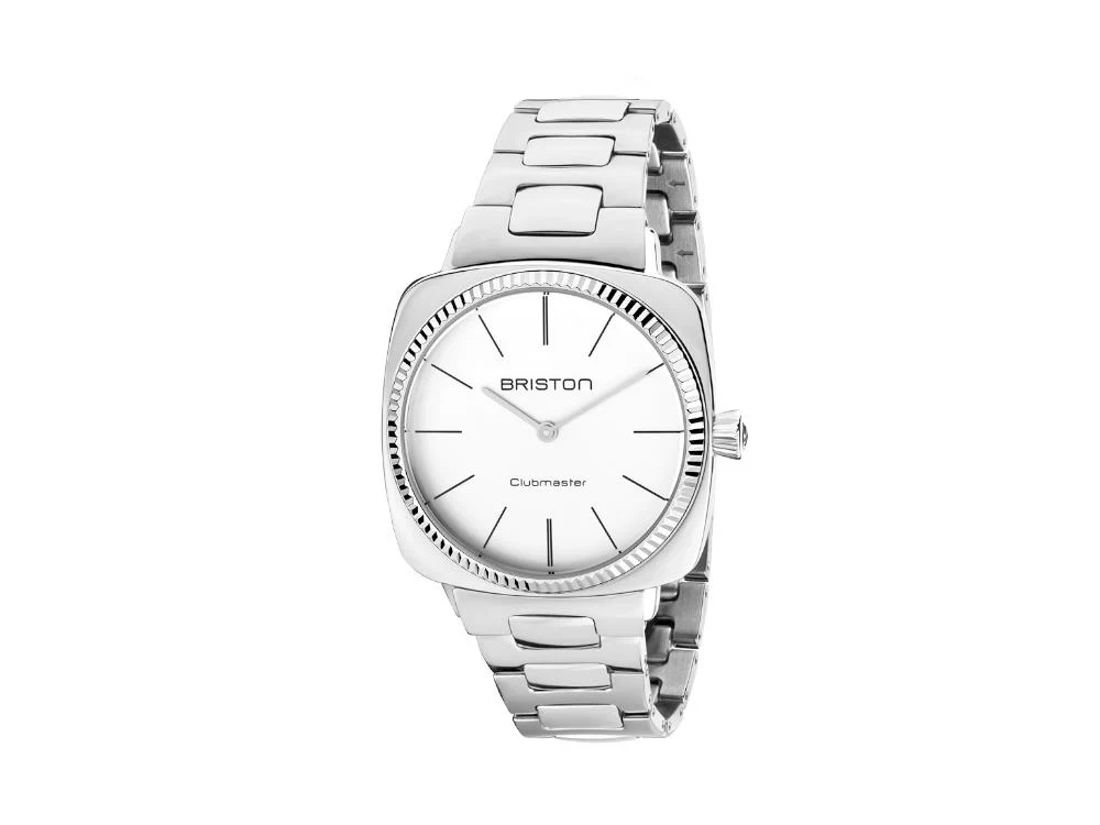 Briston Clubmaster Elegant Quartz Watch, White, 37 mm, 22937.S.E.2.SB