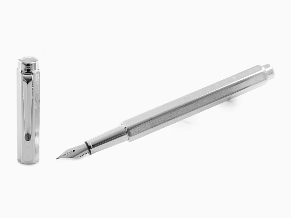 Caran d´Ache Ecridor Chevron Fountain Pen, Palladium, Silver, 958.286 - Image 2