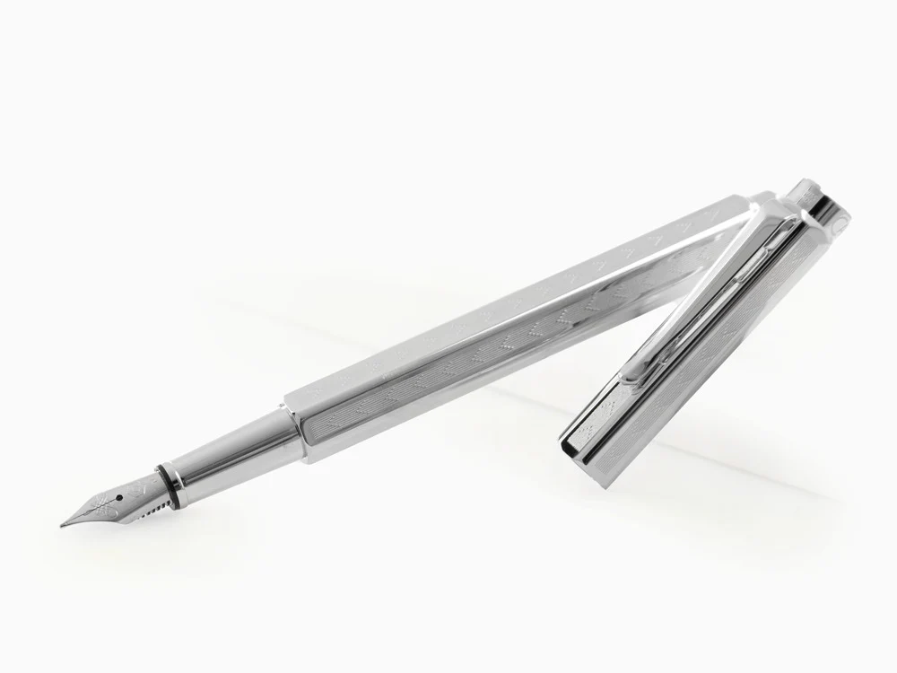Caran d´Ache Ecridor Chevron Fountain Pen, Palladium, Silver, 958.286 - Image 4