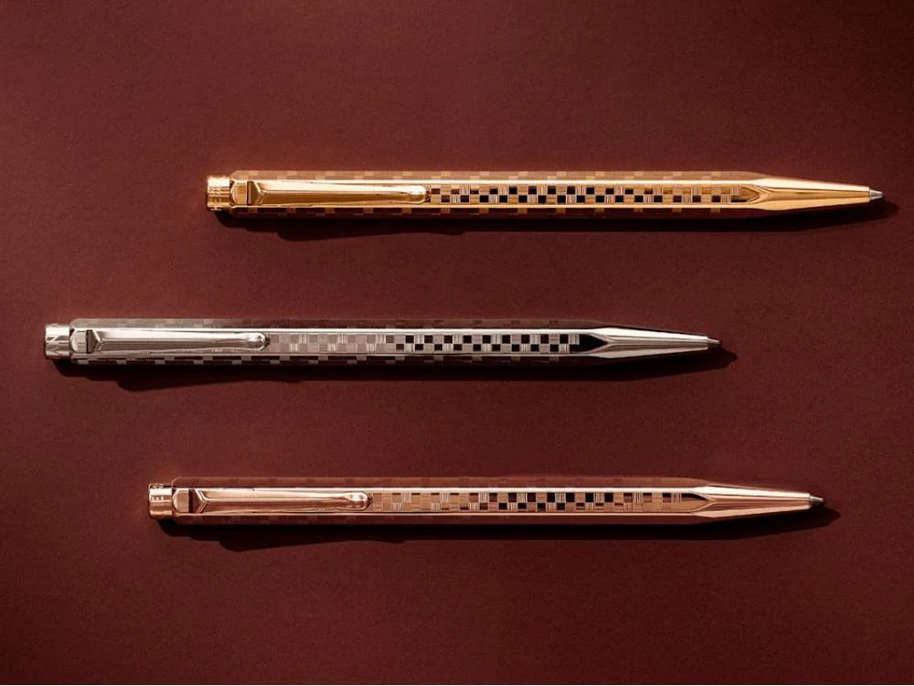 Caran d'Ache Ecridor Damier Ballpoint pen, Brass, Rose Gold, 898.567 - Image 4