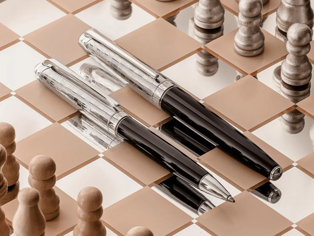 Caran d'Ache Léman Damier Fountain Pen & Black Leather Case,  4799.566 - Image 8