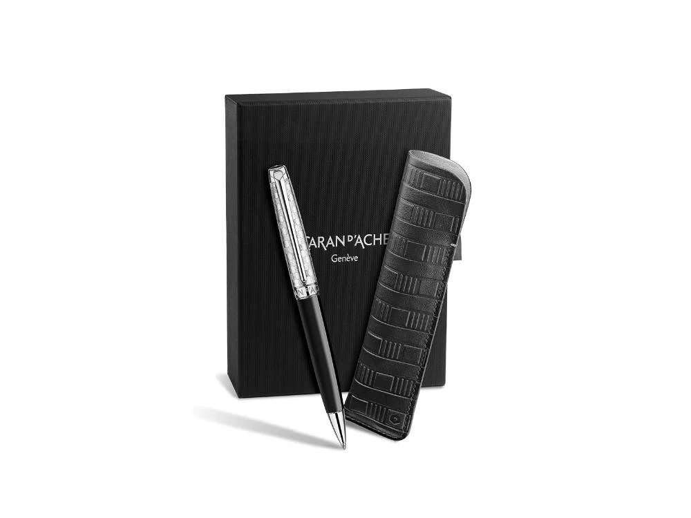 Caran d'Ache Léman Damier Set Ballpoint pen & Black Leather Case, 4789.566 - Image 3