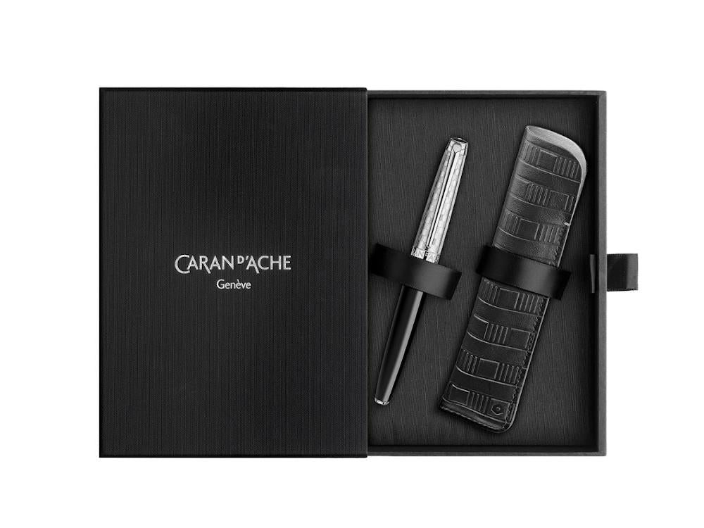 Caran d'Ache Léman Damier Set Ballpoint pen & Black Leather Case, 4789.566 - Image 4