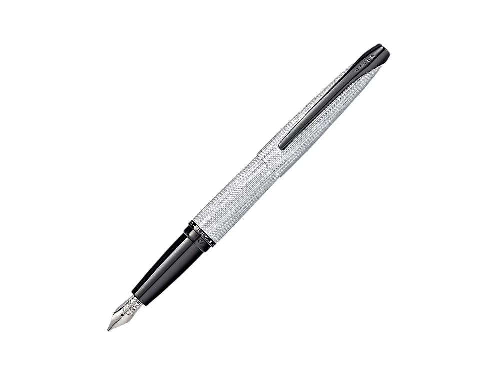 Cross ATX Fountain Pen, Chrome PVD, Silver, Brushed, Black PVD Trims - Image 2