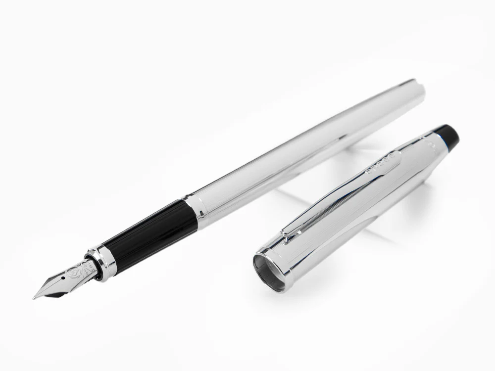 Cross Century II Fountain Pen, Chrome, Silver, Chrome Trim, Ribbed - Image 4