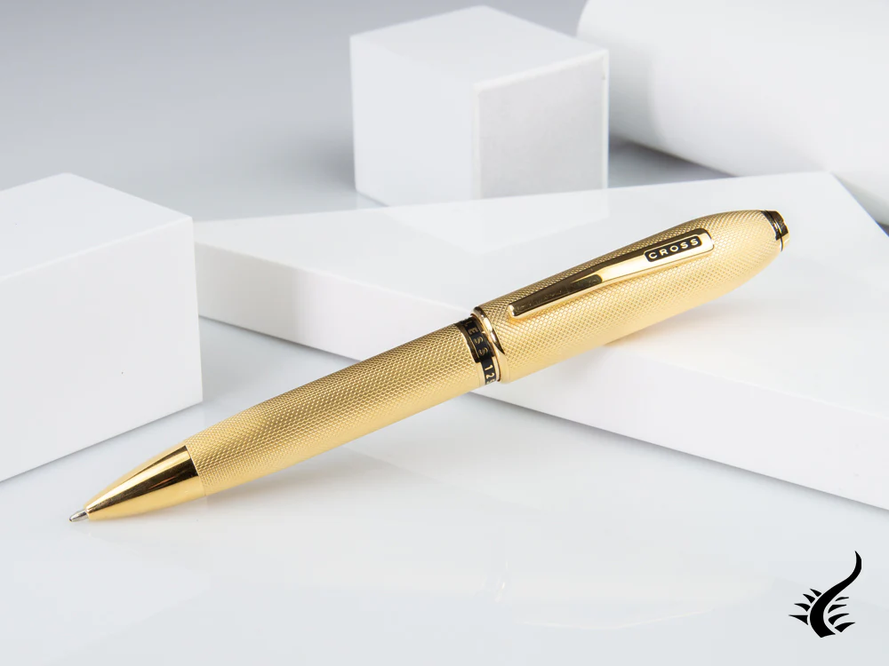 Cross Peerless 125 Ballpoint Pen, 23K Gold Plated, Guilloche, AT0702-4 - Image 2