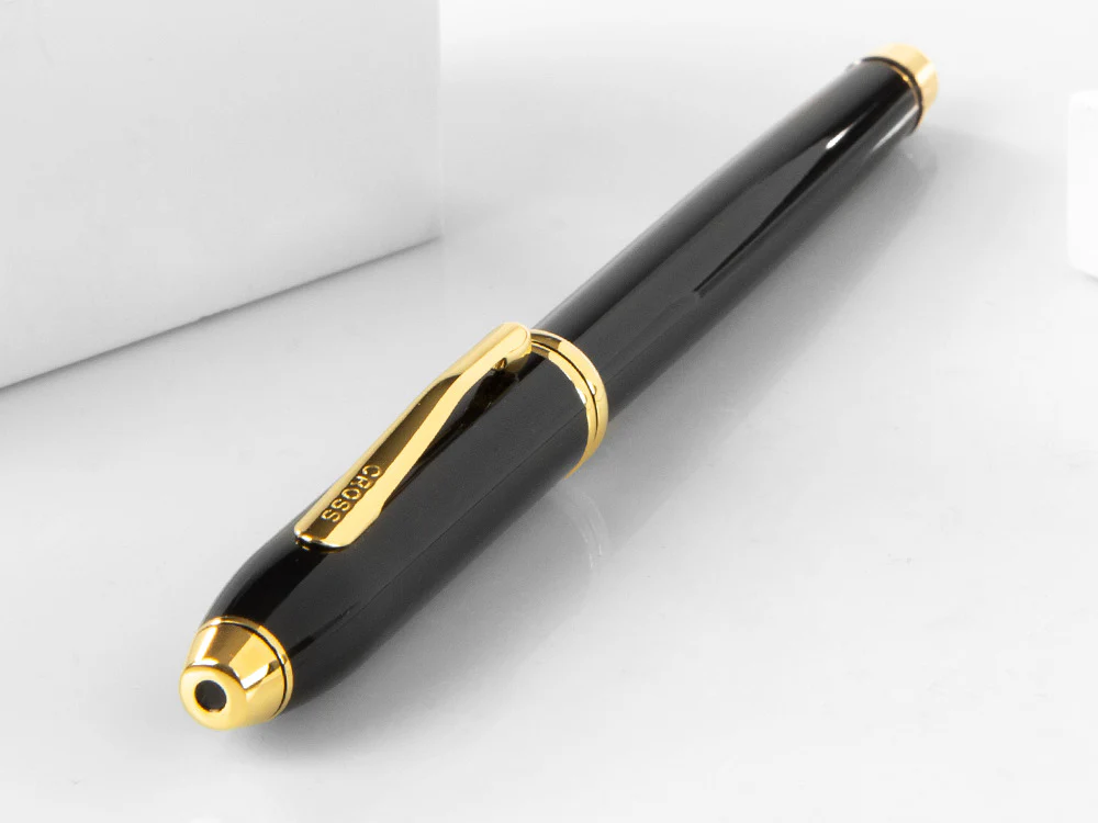 Cross Townsend Fountain Pen, Lacquer, Black, 23K Gold Trim, Polished - Image 8