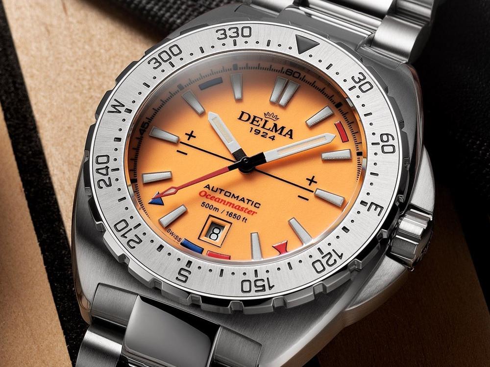 Delma Diver Oceanmaster Lume Watch, Orange, 44 mm, 41701.670.6.159 - Image 4