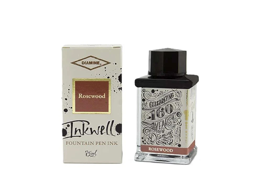 Diamine 160th Anniversary Rosewood Ink Bottle, 75ml., Brown, Crystal - Image 2