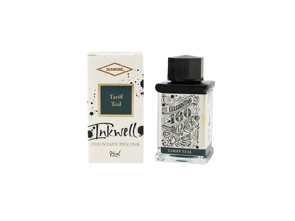 Diamine 160th Anniversary Tariff Teal Ink Bottle, 75ml., Green, Crystal - Image 2