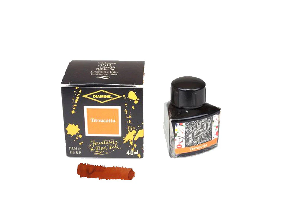 Diamine 1864 Terracotta, 150th Anniversary Ink Bottle, 40ml, Crystal - Image 2