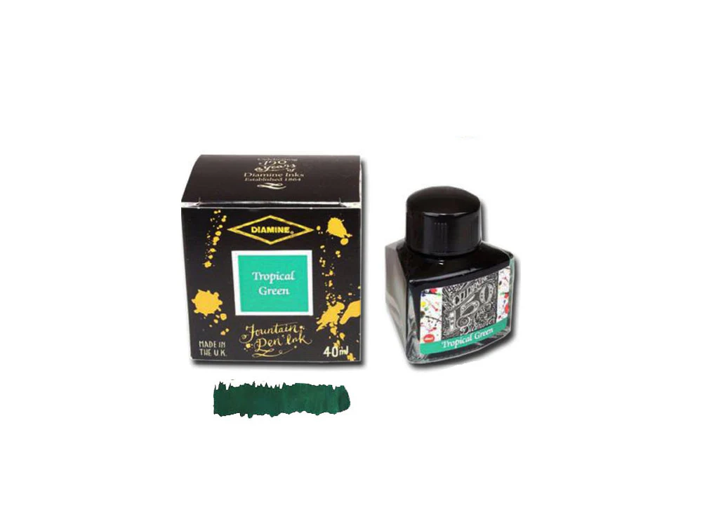 Diamine 1864 Tropical Green, 150th Anniversary Ink Bottle, 40ml, Crystal - Image 2