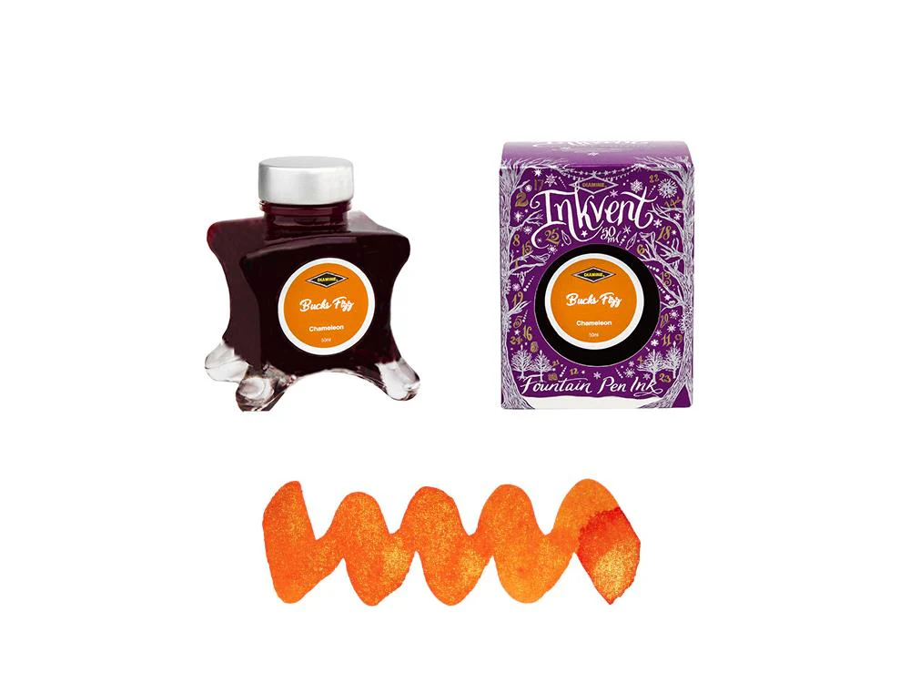 Diamine Bucks Fizz Ink Vent Purple Ink Bottle, 50ml, Chamaleon, Orange - Image 2