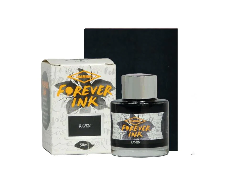 Diamine Forever Ink Collection -Permanent Pigment Ink Bottle Raven, Black, 50ml - Image 2