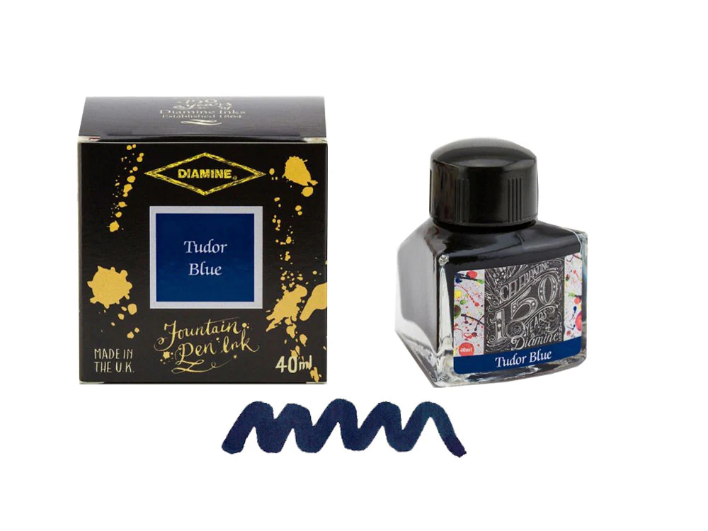Diamine Ink Bottle, 40ml., Tudor Blue, Crystal - Image 2
