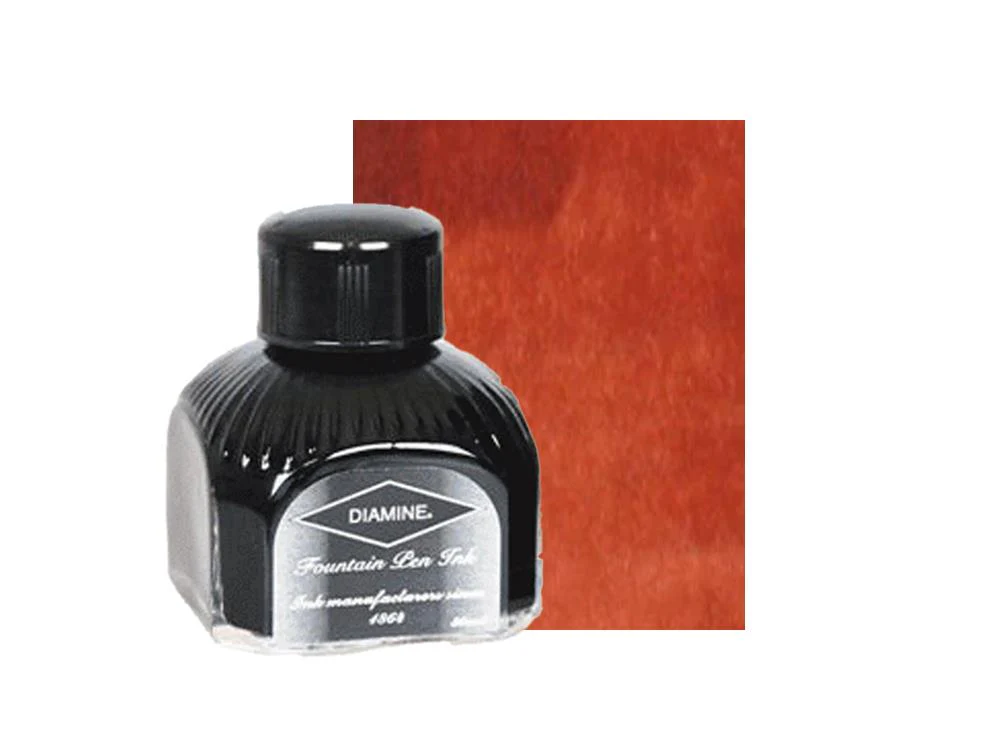 Diamine Ink Bottle Burnt Sienna, 80ml Italyan crystal bottle