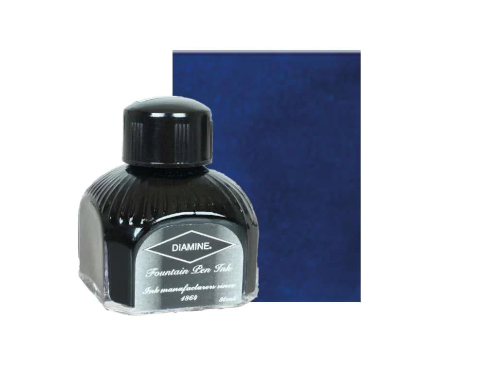 Diamine Ink Bottle Oxford Blue, 80ml, Italyan crystal bottle - Image 2