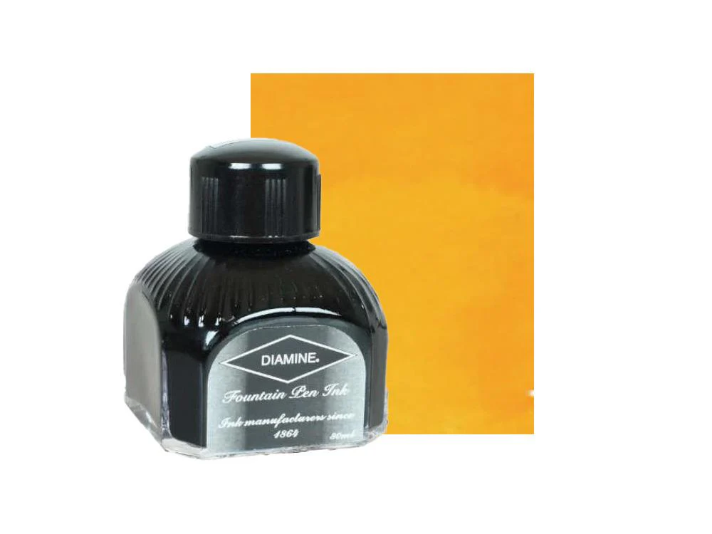 Diamine Ink Bottle Sunshine Yellow, 80ml., , Italyan crystal bottle - Image 2
