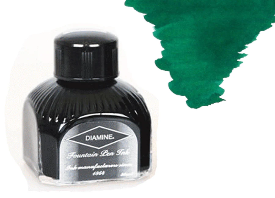 Diamine Ink Bottle Woodland Green, 80ml, Italyan crystal bottle