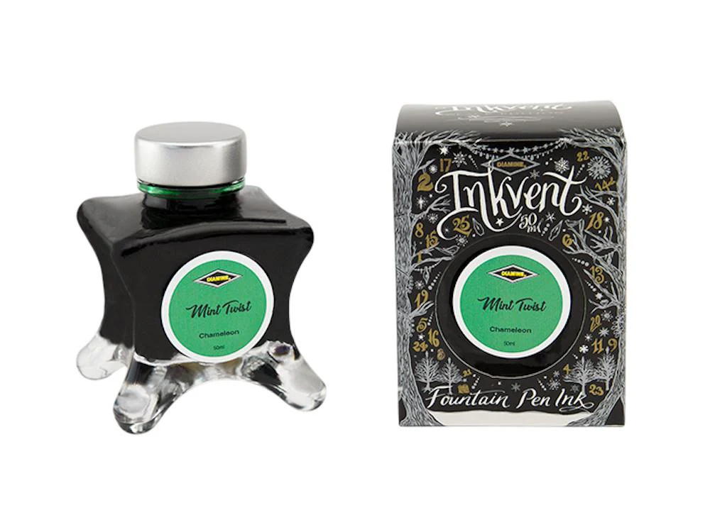Diamine Ink Vent Black Chamaelon Mint Twist Ink Bottle, 50ml, Green - Image 2
