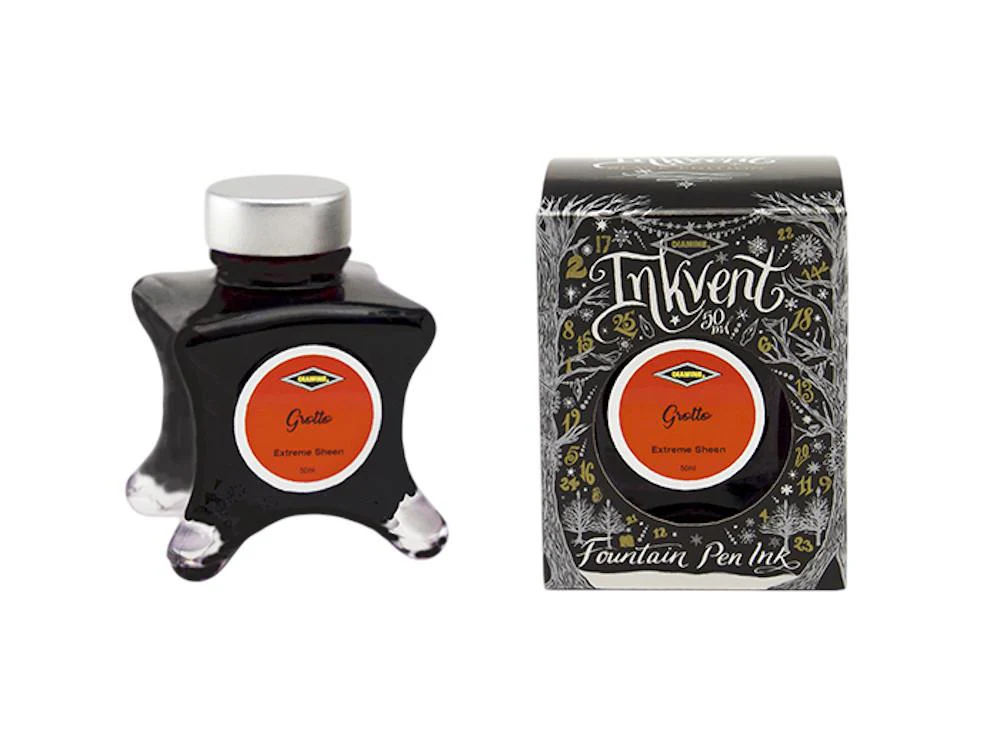 Diamine Ink Vent Black Extreme Sheen Grotto Ink Bottle, 50ml, Orange