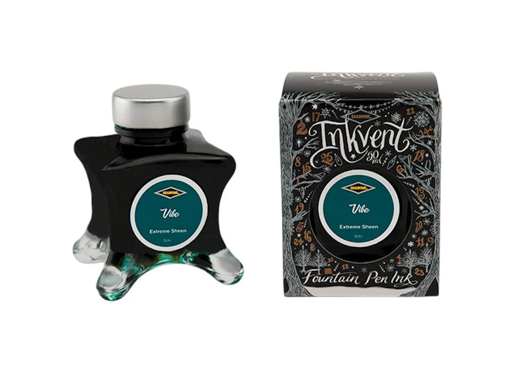 Diamine Ink Vent Black Extreme Sheen Vibe Ink Bottle, 50ml, Green - Image 2