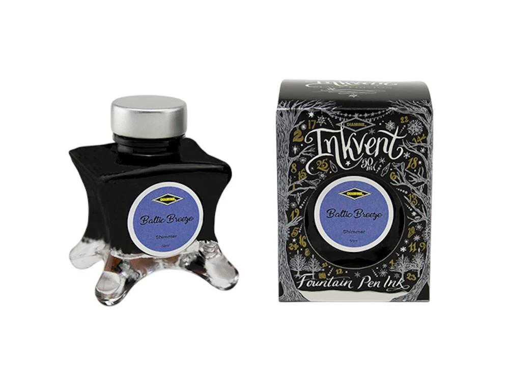 Diamine Ink Vent Black Shimmer Baltic Breeze Ink Bottle, 50ml, Blue, Crystal - Image 2