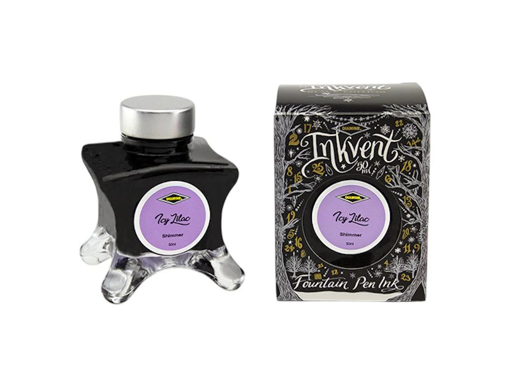 Diamine Ink Vent Black Shimmer Icy Lilac Ink Bottle, 50ml, Lavender - Image 2