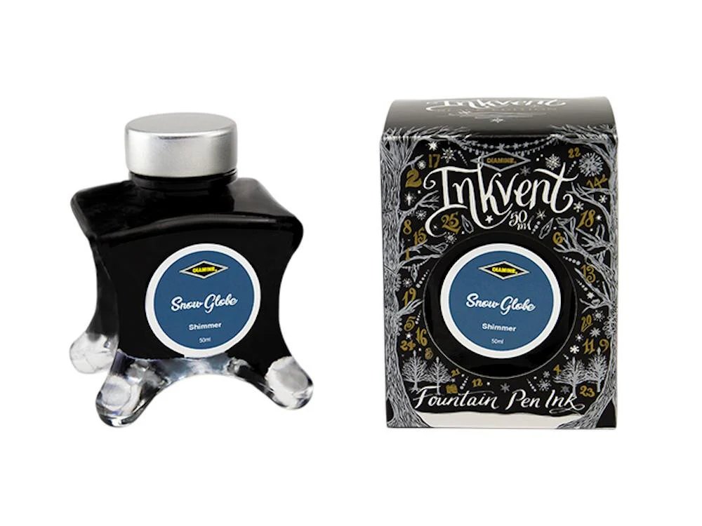 Diamine Ink Vent Black Shimmer Snow Globe Ink Bottle, 50ml, Blue - Image 2
