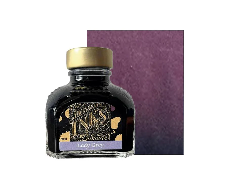 Diamine Lady Grey Standard Ink Bottle, 80ml., Purple, Crystal - Image 2