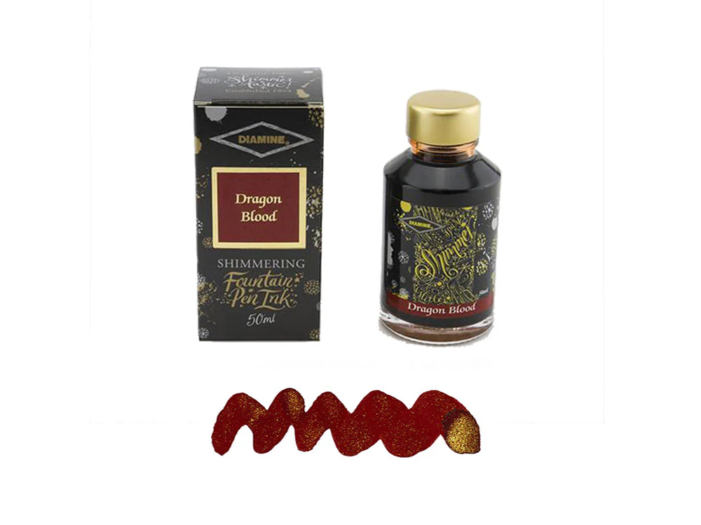 Diamine Shimmering Dragon Blood Ink Bottle, 50ml., Crystal - Image 2