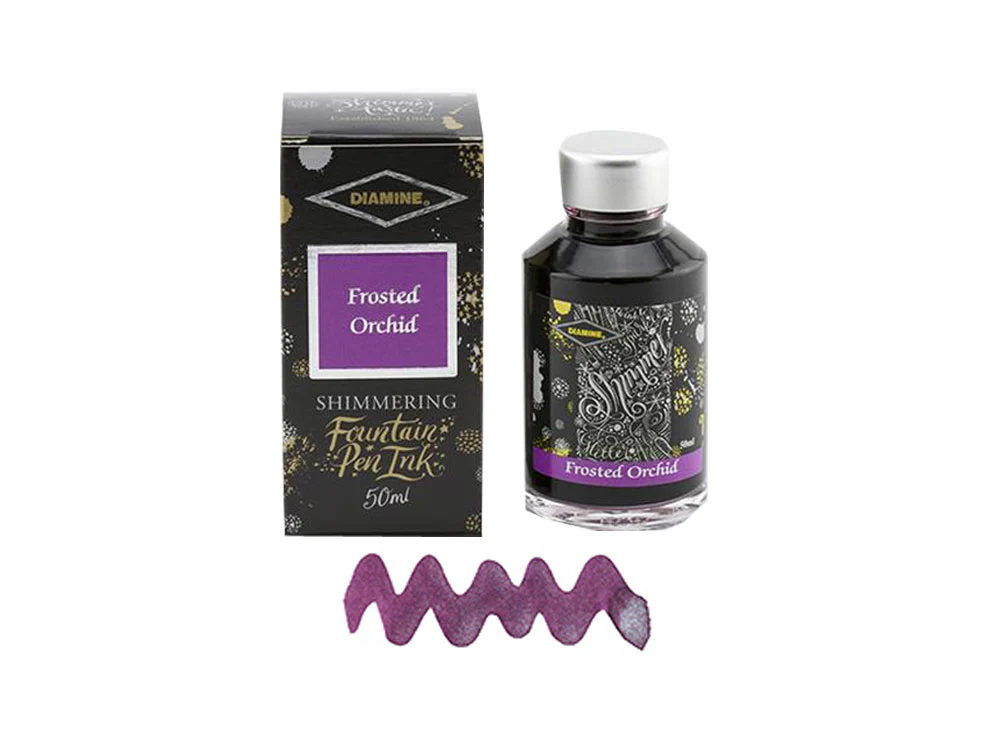 Diamine Shimmering Frosted Orchid Ink Bottle, 50ml., Crystal - Image 2