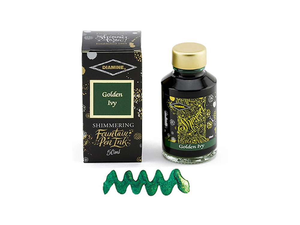 Diamine Shimmering Golden Ivy Ink Bottle, 50ml., Crystal - Image 2