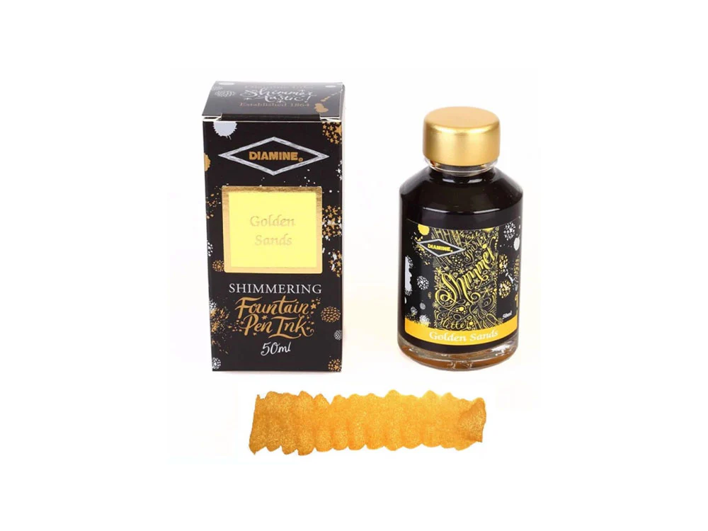 Diamine Shimmering Golden Sands Ink Bottle, 50ml, Crystal - Image 2