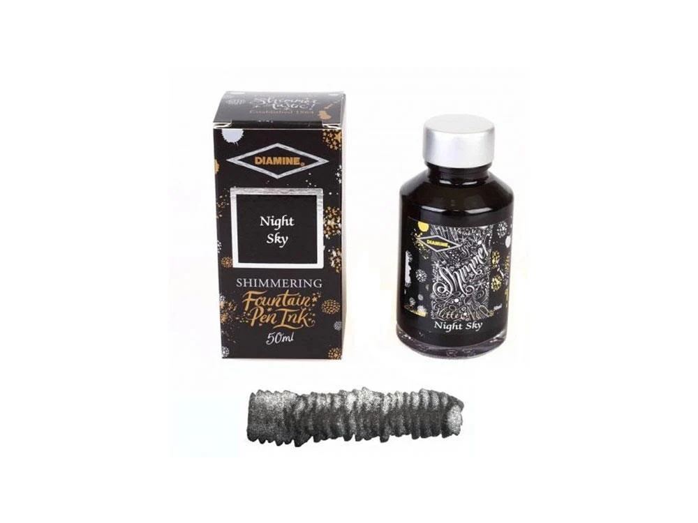 Diamine Shimmering Night Sky Ink Bottle, 50ml, Crystal - Image 2