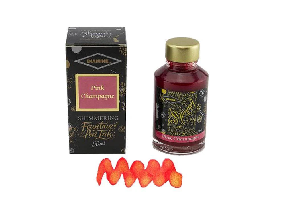 Diamine Shimmering Pink Champagne Ink Bottle, 50ml., Crystal - Image 2